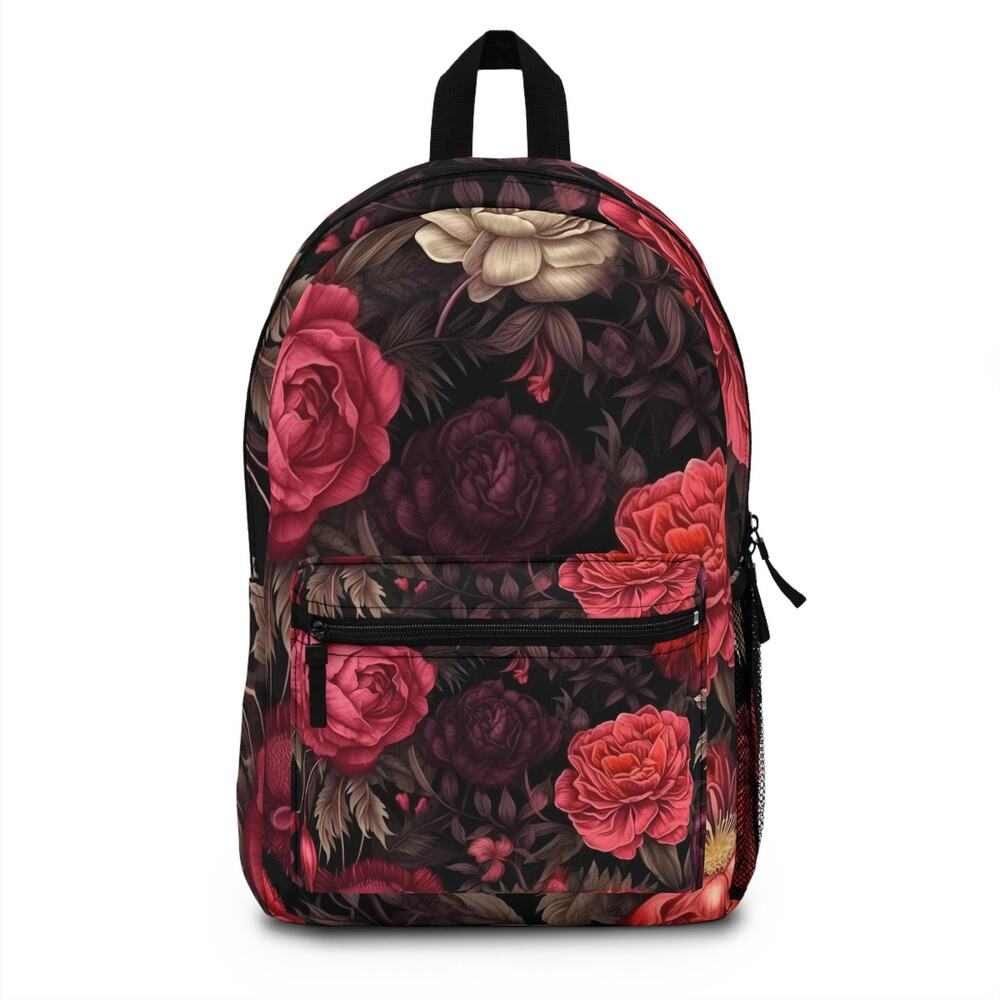 Gothic Floral Backpack, Dark Academia Backpack, Vintage Style, Dark Cottagecore